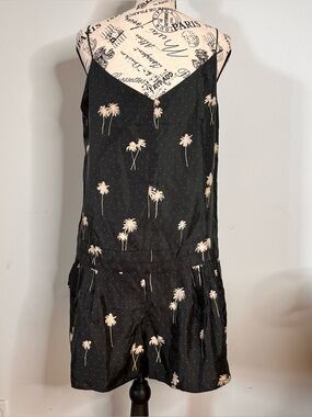 Rag and Bone Women’s Vacation Beach Black Palm Tree Print Slip Romper Size 6